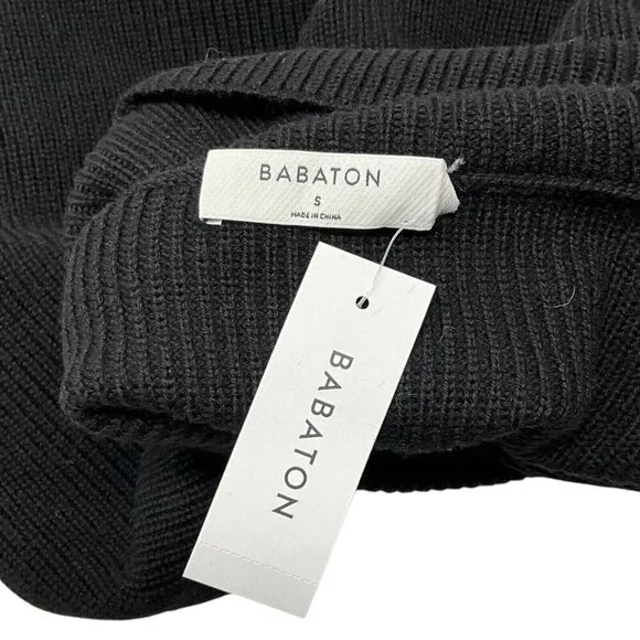 NWT Babaton S Maclean Sweater Dress Black 100% Merino Knit Turtleneck Pullover - Picture 8 of 10